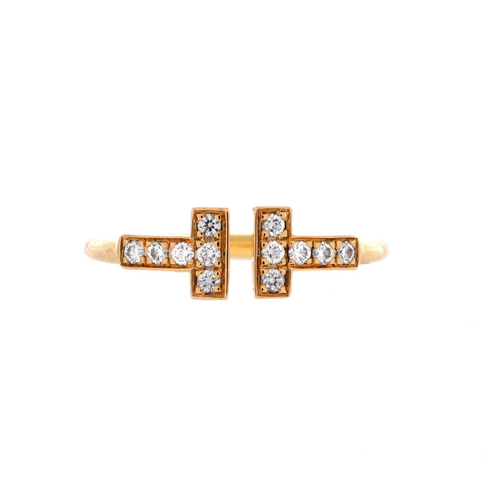 Tiffany & Co. T Wire Ring 18K Rose Gold with Diamonds